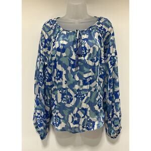 Lovestitch Women's Floral Print V-Neck Long Sleeve Bohemian Top Small